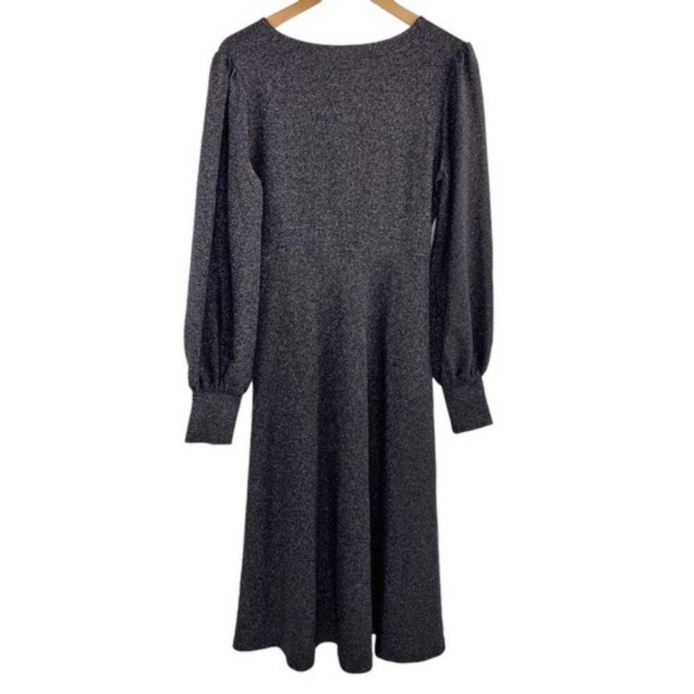 NWT Boden Black Silver Metallic Midi Dress - Picture 7 of 8